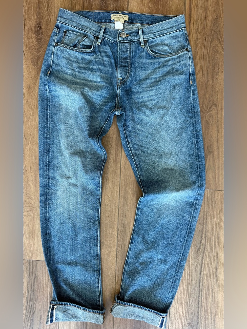 Burberry London Japanese Denim Jeans Whiskered Western Vintage 32x32 Made In USA
